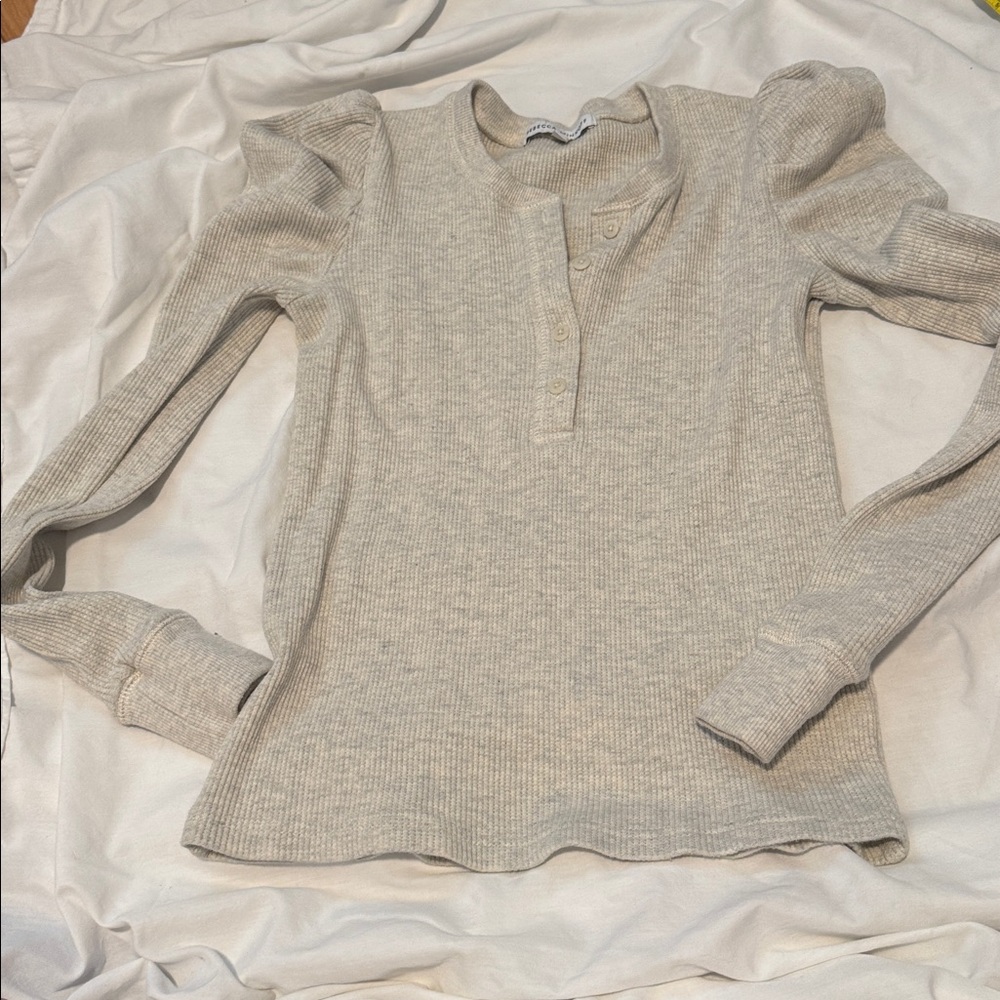 Rebecca Minkoff gray Knit Top puff sleeve xs
